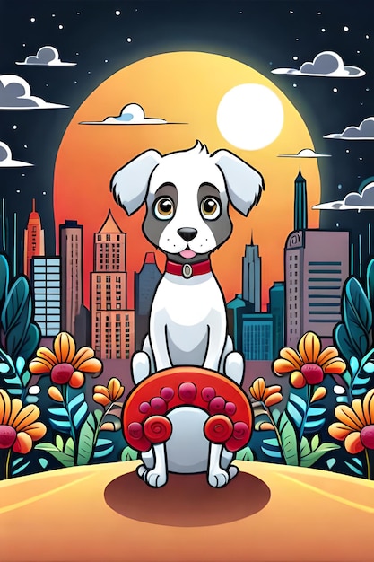 Cute Dog illustration colouring book for kids