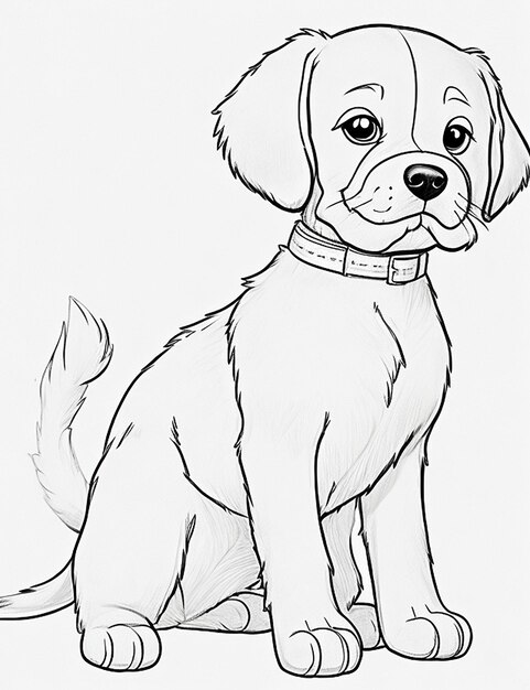 Photo cute dog illustration colouring book for kids