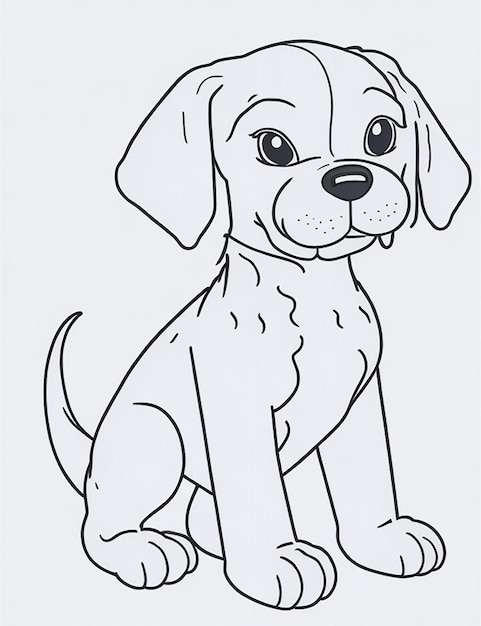 Cute Dog illustration colouring book for kids