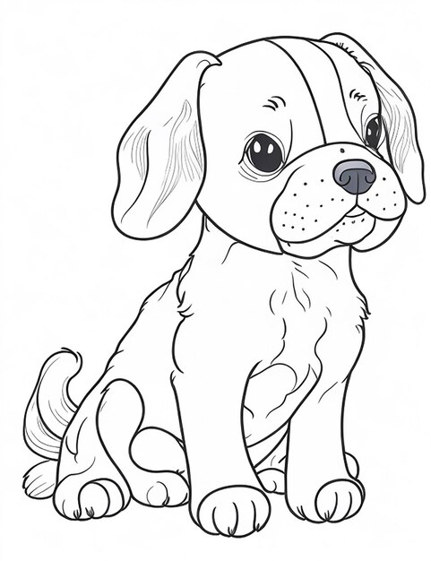 Photo cute dog illustration colouring book for kids