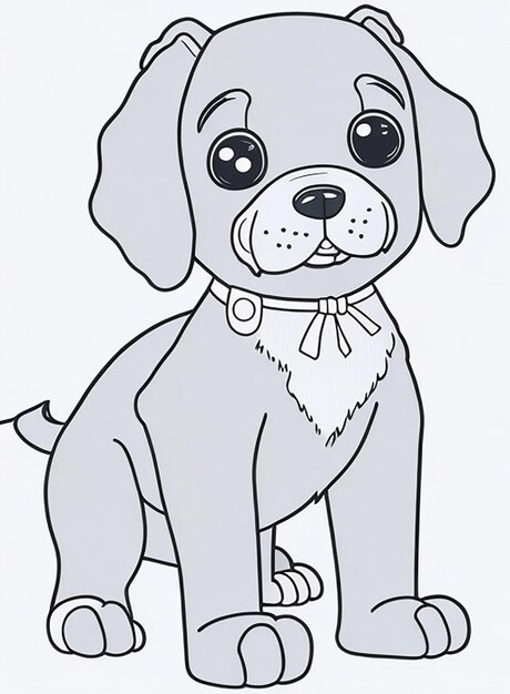 Cute Dog illustration colouring book for kids