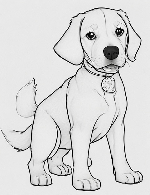 Cute Dog illustration colouring book for kids