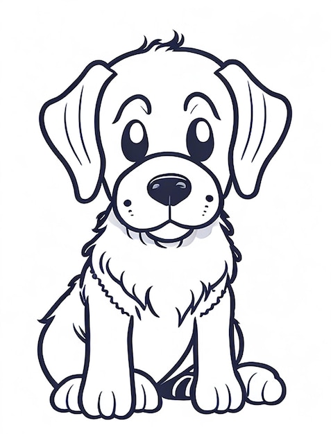 Cute Dog illustration colouring book for kids