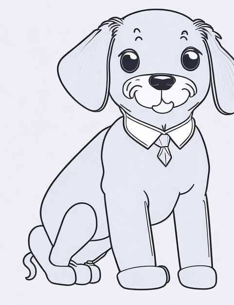 Foto libro da colorare con illustrazione del cane carino per bambini