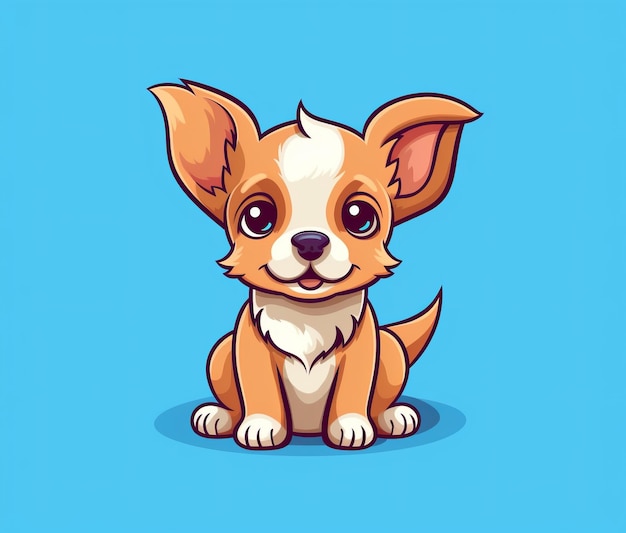 Cute dog illustration with a blue background