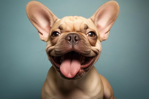 Photo cute dog licking lips