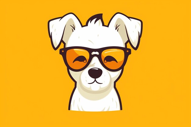 Cute dog mascot character wear glasses and white t shirt cartoon vector icon illustration design is