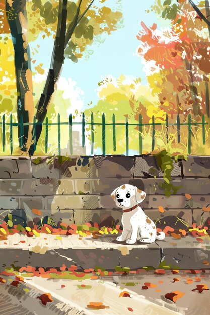 公園の可愛い犬 子供のイラスト