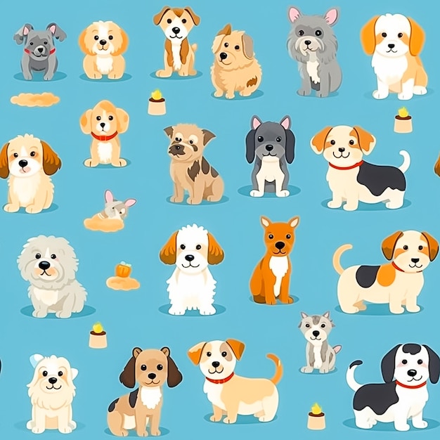 Photo cute dog pattern ai generated