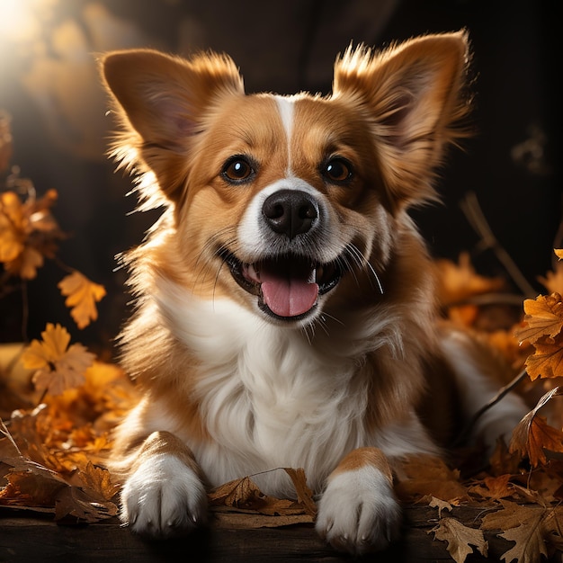 美しい背景に分離されたかわいい犬のポーズ