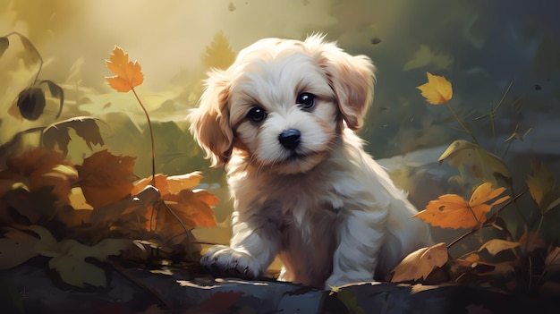 Cute dog puppy illustration background wallpaper design colorful animal pets