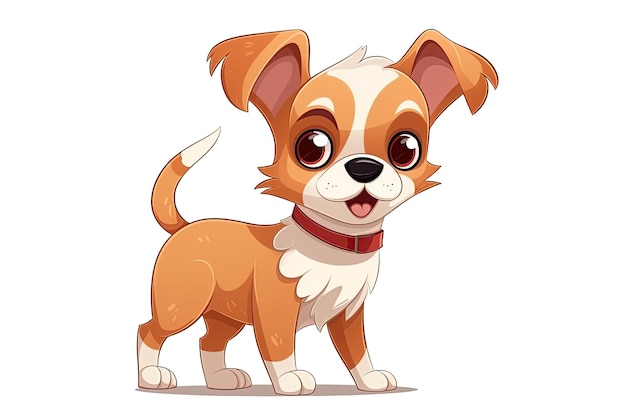 Cute dog puppy on white isolated background Cartoon character Generative AI