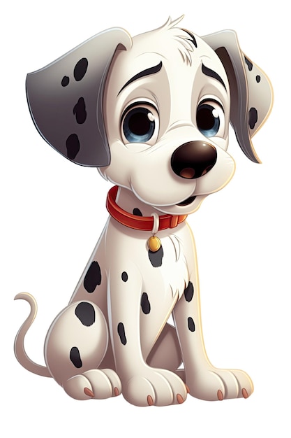 Photo cute dog puppy on white isolated background cartoon character generative ai