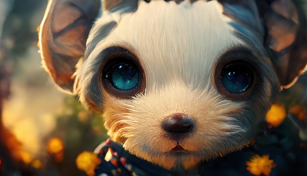 Cute dog in realistic style 3d render