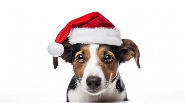 Cute dog in santa hat created with Generative Al technology