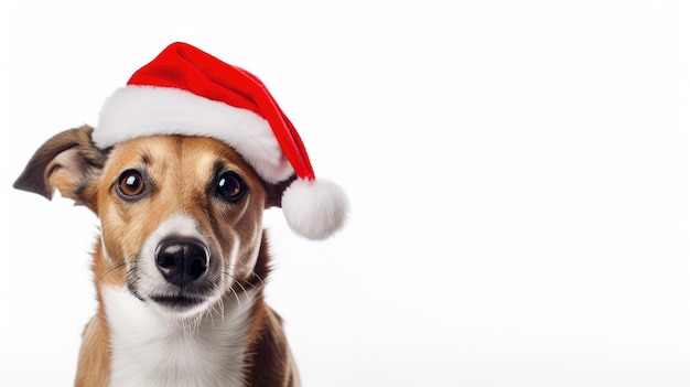 Cute dog in santa hat created with Generative Al technology