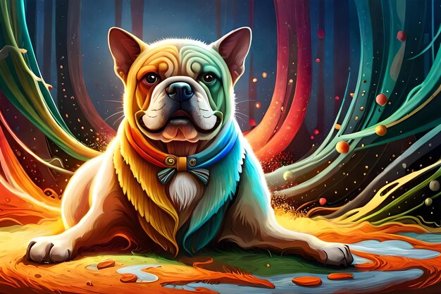 Милая собака всплеск арт портрет плакат стиль всплеск красочной краской