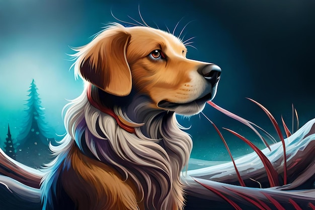 Cute Dog Splash art portrait poster splash style of colorful paint