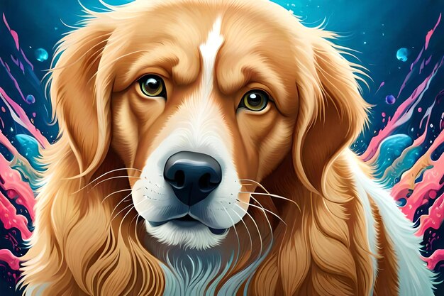 Cute Dog Splash art portret poster splash stijl van kleurrijke verf