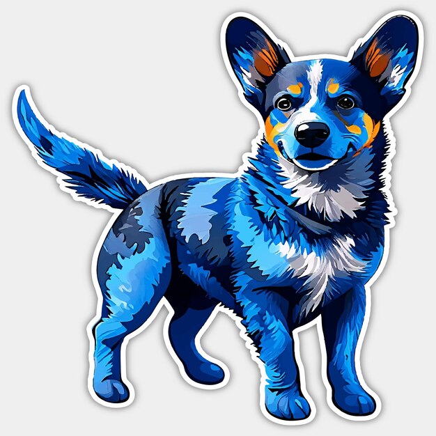 Cute dog sticker on white background AI Generated