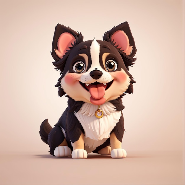 Cute dog sticking her tongue out cartoon icon illustration