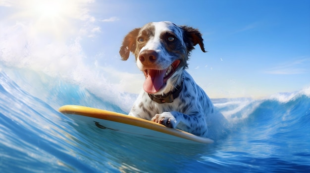 cute dog surfing on ocean