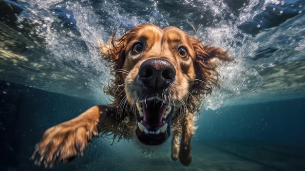 Cute dog underwater Illustration AI GenerativexA