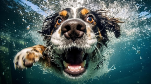 Cute dog underwater Illustration AI GenerativexA