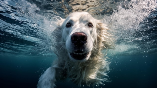 Cute dog underwater Illustration AI GenerativexA