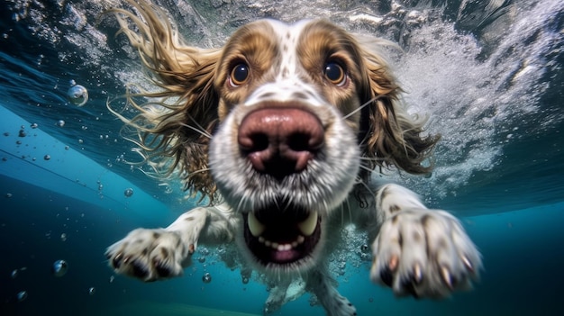 Cute dog underwater Illustration AI GenerativexA