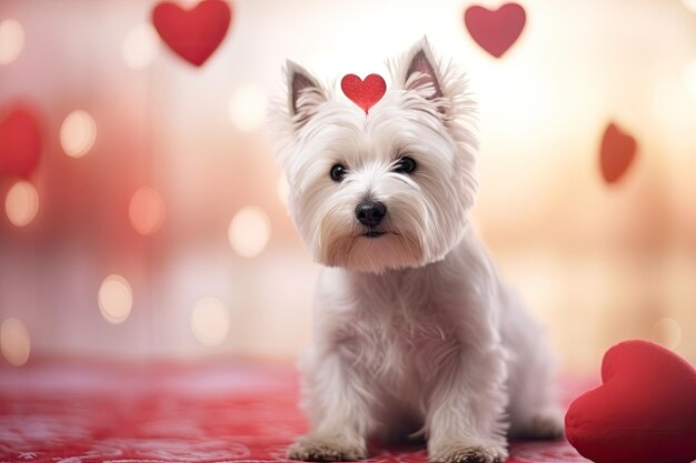 Cute dog valentines day background