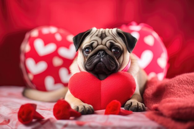 Cute dog valentines day background