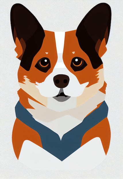 벽지 및 그래픽 디자인을 위한 귀여운 강아지Selective Focus 2D 일러스트레이션
