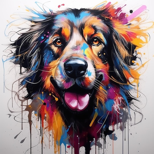 A cute dog water color painting 3D illustration