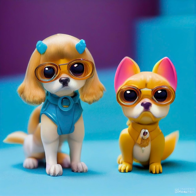 Cute dog wearing glasses 3d illustration