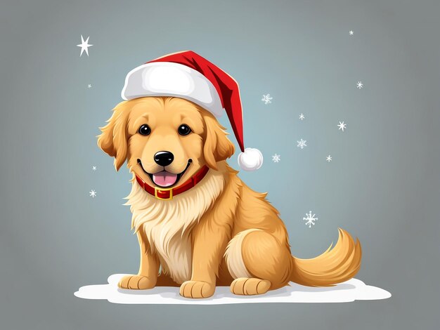 cute dog wearing santa hat with White background