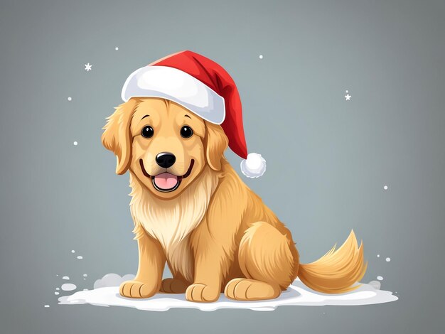 Cute dog wearing santa hat with white background