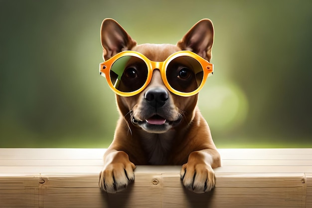 A cute dog wearing sunglasses