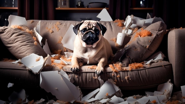 cute dog with big dog lying in the room