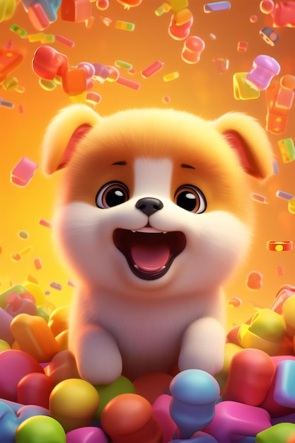 Cute dog with colorful decoration generated by AI