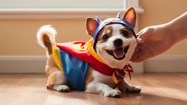 Cute dog with a costume