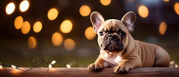 Cute dog with magic lights