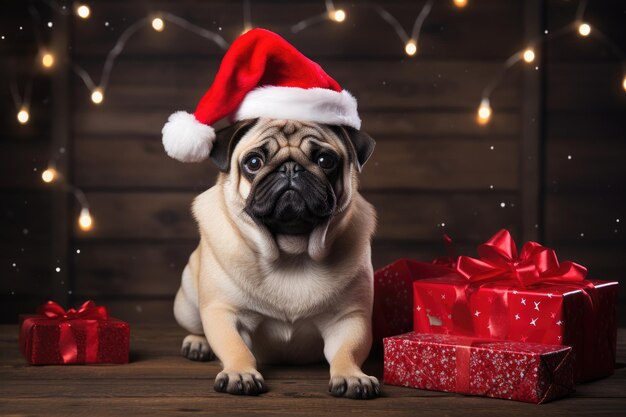 Cute dog with santa suit for Christmas