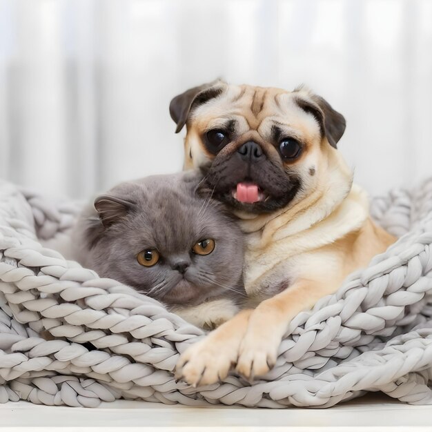 写真 可愛い犬と猫