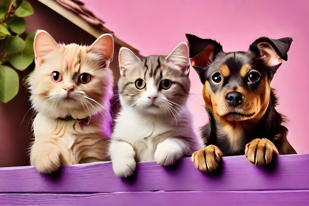 Photo cute dogs and cats