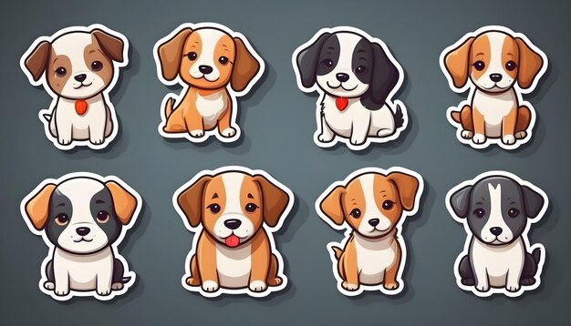 Photo cute dogs illustration ideal for stickers