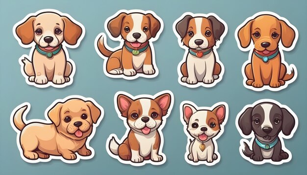 ステッカーに最適な可愛い犬のイラスト