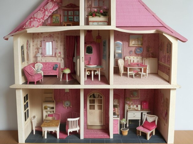 милая кукла и кукольный дом