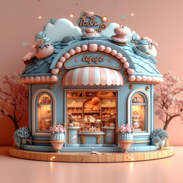 A Cute Doll Fairy Little Shop of Sweets extreme closeup Generative AI