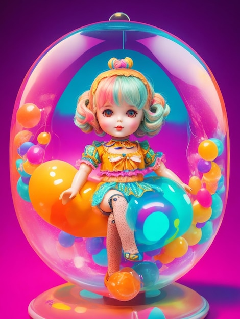 Photo cute doll illustration